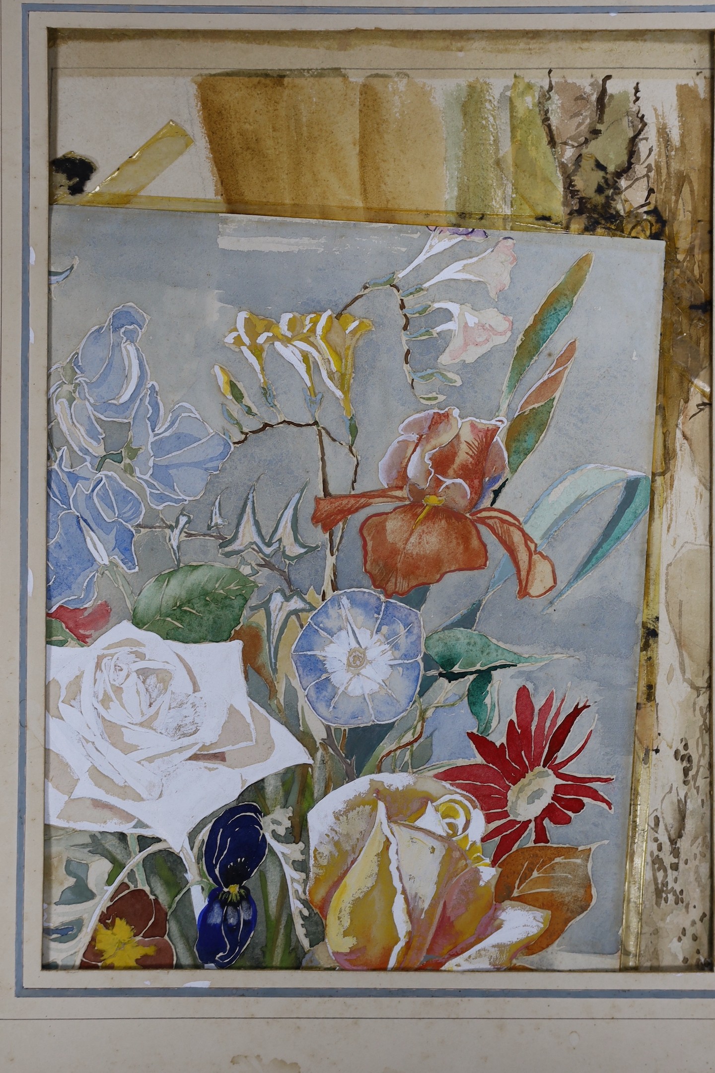 A small portfolio of mixed landscapes, watercolours, still life and a photo